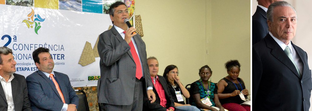 O governador do Maranhão, Flávio Dino (PCdoB), afirmou que o discurso do vice-presidente Michel Temer (PMDB), em áudio vazado na internet, "é uma invenção surrealista um vice que faz campanha para depor a presidente. Um vice que tem 1% de intenção de voto"; "Ele fez discurso de campanha, gravou e jogou na internet. Um governo frágil, sem legitimidade, que vai por sacrifício aos mais pobres, sem base social, um programa econômico que é retrocesso. A chance de isso dar certo é zero”, criticou; para ele, o impeachment é "uma perversidade" contra Dilma; "Imagina uma mulher que não tem nada contra ela, não desviou dinheiro, não tem conta na Suíça entrar pra história como a presidenta que foi cassada?" (Foto: Leonardo Lucena) O governador do Maranhão, Flávio Dino (PCdoB), afirmou que o discurso do vice-presidente Michel Temer (PMDB), em áudio vazado na internet, "é uma invenção surrealista um vice que faz campanha para depor a presidente. Um vice que tem 1% de intenção de voto"; "Ele fez discurso de campanha, gravou e jogou na internet. Um governo frágil, sem legitimidade, que vai por sacrifício aos mais pobres, sem base social, um programa econômico que é retrocesso. A chance de isso dar certo é zero”, criticou; para ele, o impeachment é "uma perversidade" contra Dilma; "Imagina uma mulher que não tem nada contra ela, não desviou dinheiro, não tem conta na Suíça entrar pra história como a presidenta que foi cassada?"