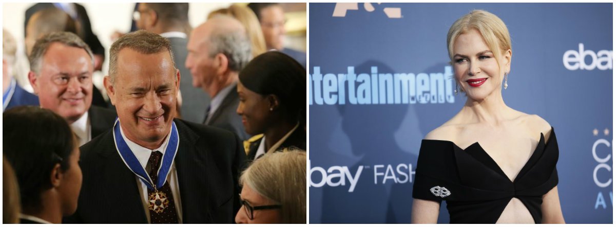 Hanks, vencedor do Oscar, recebeu o "Prêmio Ícone" por seu papel no drama "Sully - O Herói do Rio Hudson"; Kidman recebeu o "Prêmio Estrela Internacional" por "Lion - Uma Jornada Para Casa", no qual interpreta uma mulher australiana que adota uma criança indiana; os prêmios foram entregues na noite de segunda-feira, em evento que marca o início da temporada de premiações de 2017 do cinema norte-americano (Foto: Gisele Federicce) Hanks, vencedor do Oscar, recebeu o "Prêmio Ícone" por seu papel no drama "Sully - O Herói do Rio Hudson"; Kidman recebeu o "Prêmio Estrela Internacional" por "Lion - Uma Jornada Para Casa", no qual interpreta uma mulher australiana que adota uma criança indiana; os prêmios foram entregues na noite de segunda-feira, em evento que marca o início da temporada de premiações de 2017 do cinema norte-americano
