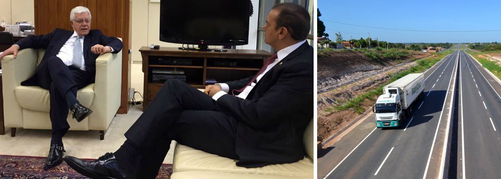 Senador Ataídes Oliveira (PSDB) pediu nesta quarta-feira, 16, ao secretário-executivo do Programa de Parcerias de Investimentos (PPI), Moreira Franco, uma solução urgente para a retomada das obras de duplicação da rodovia BR-153 entre Anápolis e Aliança do Tocantins; "A duplicação é fundamental para garantir a segurança dos usuários da BR-153 e para alavancar o desenvolvimento regional, uma vez que a rodovia é estratégica para escoamento da produção", explicou Ataídes; concessionária da rodovia, do Grupo Galvão, envolvida nas investigações da Lava Jato, teve crédito suspenso pelo BNDES e paralisou as obras por falta de recursos financeiros (Foto: Aquiles Lins) Senador Ataídes Oliveira (PSDB) pediu nesta quarta-feira, 16, ao secretário-executivo do Programa de Parcerias de Investimentos (PPI), Moreira Franco, uma solução urgente para a retomada das obras de duplicação da rodovia BR-153 entre Anápolis e Aliança do Tocantins; "A duplicação é fundamental para garantir a segurança dos usuários da BR-153 e para alavancar o desenvolvimento regional, uma vez que a rodovia é estratégica para escoamento da produção", explicou Ataídes; concessionária da rodovia, do Grupo Galvão, envolvida nas investigações da Lava Jato, teve crédito suspenso pelo BNDES e paralisou as obras por falta de recursos financeiros