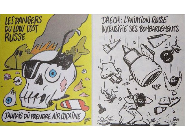 Quando caiu um avião russo, com mais de 200 pessoas, na Península do Sinai, os chargistas franceses fizeram graça; graça também fizeram dos refugiados sírios que corriam pra lá com medo dos barbudos malvados; qual é a graça agora? teremos charges ou só orações? (Foto: Lelê Teles) Quando caiu um avião russo, com mais de 200 pessoas, na Península do Sinai, os chargistas franceses fizeram graça; graça também fizeram dos refugiados sírios que corriam pra lá com medo dos barbudos malvados; qual é a graça agora? teremos charges ou só orações?