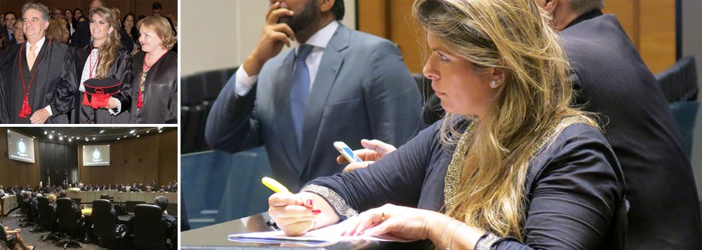 Filha de Luiz Fux, ministro do STF, Marianna Fux tomou posse como desembargadora do Tribunal de Justiça (TJ-RJ); em solenidade realizada na Sala de Sessão do Órgão Especial, conduzida pelo presidente Luiz Fernando Ribeiro, a advogada de 35 anos assumiu oficialmente a vaga aberta pela aposentadoria de Adilson Vieira Macabu; emocionada, ela agradeceu à família e pontuou o que considera os principais deveres de seu novo ofício: "Aplicar o direito com sensibilidade, realizar a justiça preconizada pela Constituição Federal, colaborar para a manutenção de uma sociedade justa e solidária"
(Foto: Leonardo Lucena) Filha de Luiz Fux, ministro do STF, Marianna Fux tomou posse como desembargadora do Tribunal de Justiça (TJ-RJ); em solenidade realizada na Sala de Sessão do Órgão Especial, conduzida pelo presidente Luiz Fernando Ribeiro, a advogada de 35 anos assumiu oficialmente a vaga aberta pela aposentadoria de Adilson Vieira Macabu; emocionada, ela agradeceu à família e pontuou o que considera os principais deveres de seu novo ofício: "Aplicar o direito com sensibilidade, realizar a justiça preconizada pela Constituição Federal, colaborar para a manutenção de uma sociedade justa e solidária"