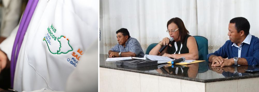 Os dois médicos cubanos que trabalham em Maragogi, no litoral Norte de Alagoas, participaram da sessão na Câmara de vereadores para pedir que o Legislativo convença o município a reajustar os valores que recebem destinados à moradia; o valor mensal repassado pelo município, que é de R$ 1500, através do Programa Mais Médicos, é considerado pelos profissionais insuficiente para o pagamento das despesas de casa: aluguel, energia elétrica, água e taxa de esgoto; portaria do Ministério da Saúde estabelece que os municípios deverão assegurar o fornecimento de moradia aos profissionais participantes do Programa (Foto: Voney Malta) Os dois médicos cubanos que trabalham em Maragogi, no litoral Norte de Alagoas, participaram da sessão na Câmara de vereadores para pedir que o Legislativo convença o município a reajustar os valores que recebem destinados à moradia; o valor mensal repassado pelo município, que é de R$ 1500, através do Programa Mais Médicos, é considerado pelos profissionais insuficiente para o pagamento das despesas de casa: aluguel, energia elétrica, água e taxa de esgoto; portaria do Ministério da Saúde estabelece que os municípios deverão assegurar o fornecimento de moradia aos profissionais participantes do Programa