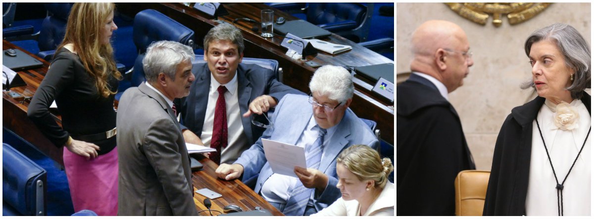 Liderança da oposição no Senado entrou com pedido de resposta junto ao Supremo Tribunal Federal no caso do projeto que propõe mudança na Lei Geral de Telecomunicações; o texto, apresentado ao Congresso pelo governo Temer e aprovado em comissão especial no dia 6 de dezembro, prevê repasses de mais de R$ 100 bilhões em benefícios às empresas do setor; os senadores, que recorreram em dezembro ao STF para impedir que a matéria seja enviada para sanção presidencial sem que seja votada em plenário - fora das "regras do jogo", como afirmam -, cobram uma resposta "rápida" da presidente da corte, Cármen Lúcia, e do relator, Teori Zavascki, uma vez que a demora de um posicionamento coloca os parlamentares sob possível "pressão do poder econômico" e do "poder político" e cria instabilidade (Foto: Gisele Federicce) Liderança da oposição no Senado entrou com pedido de resposta junto ao Supremo Tribunal Federal no caso do projeto que propõe mudança na Lei Geral de Telecomunicações; o texto, apresentado ao Congresso pelo governo Temer e aprovado em comissão especial no dia 6 de dezembro, prevê repasses de mais de R$ 100 bilhões em benefícios às empresas do setor; os senadores, que recorreram em dezembro ao STF para impedir que a matéria seja enviada para sanção presidencial sem que seja votada em plenário - fora das "regras do jogo", como afirmam -, cobram uma resposta "rápida" da presidente da corte, Cármen Lúcia, e do relator, Teori Zavascki, uma vez que a demora de um posicionamento coloca os parlamentares sob possível "pressão do poder econômico" e do "poder político" e cria instabilidade