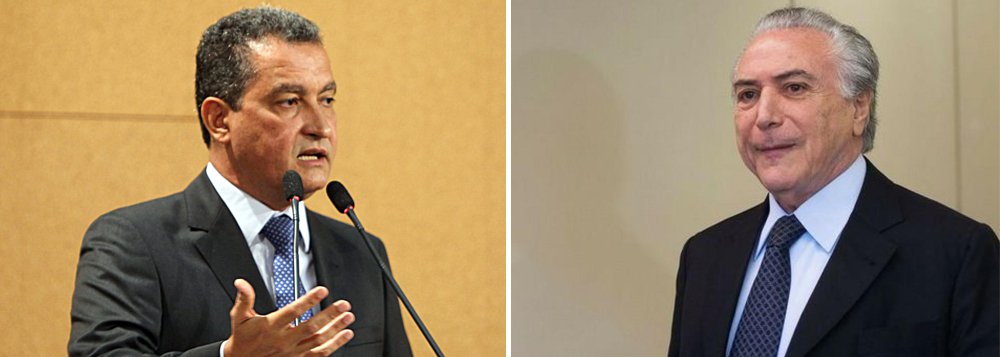 O governador da Bahia, Rui Costa, condena veementemente o golpe capitaneado pelo vice-presidente Michel Temer contra a presidente Dilma Rousseff, e diz que "é melhor ter nova eleição do que um vice traidor assumir a presidência"; Rui diz que "Michel Temer não tem legitimidade para presidir o país"; "Não sou a favor de o vice assumir, porque ele tramou e armou contra a presidente. O povo não pode abrir mão do seu voto. Nova eleição é melhor do que um vice traidor e cheio de processo na Justiça assumir a presidência. Se esta for a solução para unificar o país, que então se convoque novas eleições agora em outubro" (Foto: Romulo Faro) O governador da Bahia, Rui Costa, condena veementemente o golpe capitaneado pelo vice-presidente Michel Temer contra a presidente Dilma Rousseff, e diz que "é melhor ter nova eleição do que um vice traidor assumir a presidência"; Rui diz que "Michel Temer não tem legitimidade para presidir o país"; "Não sou a favor de o vice assumir, porque ele tramou e armou contra a presidente. O povo não pode abrir mão do seu voto. Nova eleição é melhor do que um vice traidor e cheio de processo na Justiça assumir a presidência. Se esta for a solução para unificar o país, que então se convoque novas eleições agora em outubro"