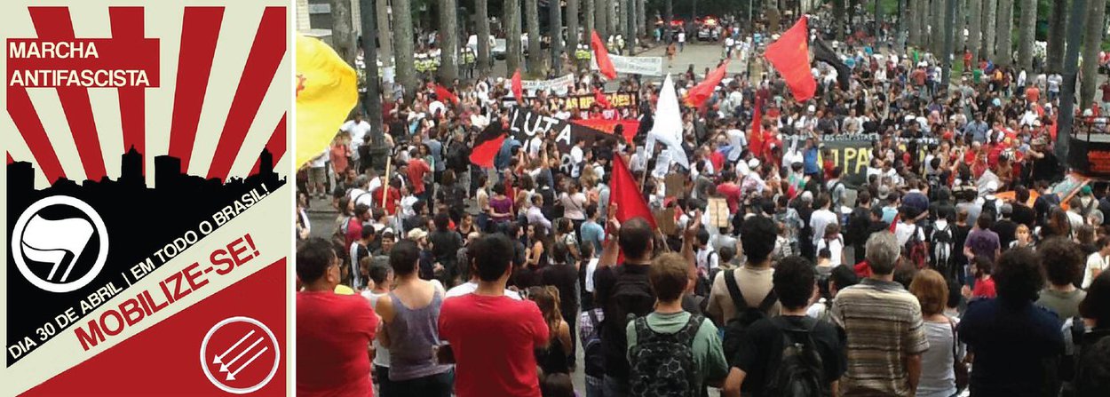 Neste sábado (30), mais de 20 cidades realizarão a Marcha Antifascista; São Paulo, Rio de Janeiro e Brasília já confirmaram participação no evento; a marcha tem como principal proposta a formação de uma frente única contra o conservadorismo crescente, por isso é pedido pelos organizadores aos participantes que levem unicamente bandeiras das cores preta e/ou vermelha que são as cores internacionais do antifascismo (Foto: Valter Lima) Neste sábado (30), mais de 20 cidades realizarão a Marcha Antifascista; São Paulo, Rio de Janeiro e Brasília já confirmaram participação no evento; a marcha tem como principal proposta a formação de uma frente única contra o conservadorismo crescente, por isso é pedido pelos organizadores aos participantes que levem unicamente bandeiras das cores preta e/ou vermelha que são as cores internacionais do antifascismo