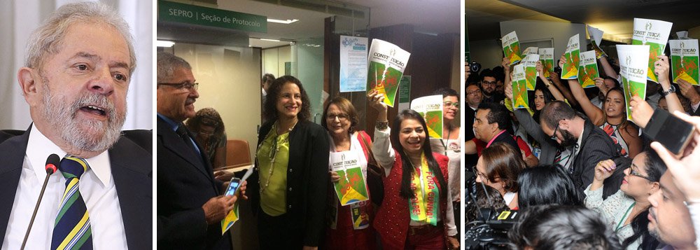 Documento contra o impeachment foi articulado pelo ex-presidente Lula na Câmara e recebe um número maior de assinaturas do que o necessário (172, contando abstenções) para barrar o afastamento da presidente Dilma Rousseff, que será votado no domingo 17; há ainda a assinatura de 30 senadores; a Frente Parlamentar em Defesa da Democracia foi protocolada nesta quinta-feira 14 pela deputada Luciana Santos, presidente do PCdoB (Foto: Gisele Federicce) Documento contra o impeachment foi articulado pelo ex-presidente Lula na Câmara e recebe um número maior de assinaturas do que o necessário (172, contando abstenções) para barrar o afastamento da presidente Dilma Rousseff, que será votado no domingo 17; há ainda a assinatura de 30 senadores; a Frente Parlamentar em Defesa da Democracia foi protocolada nesta quinta-feira 14 pela deputada Luciana Santos, presidente do PCdoB
