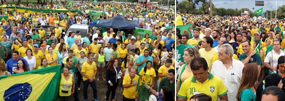 Protestos contra a corrupção e pelo impeachment da presidente Dilma Rousseff, que aconteceram em todo o país nesse domingo, 13, reuniram cerca de 7 mil pessoas em Palmas, segundo estimativa da Polícia Militar; organizadores estimam em 20 mil manifestantes; debaixo de chuva e com centenas de faixas e cartazes, os manifestantes saíram do Parque Cesamar até a praça dos Girassóis; nenhuma ocorrência policial foi registrada; além da Capital, também houve protestos em Paraíso, Araguaína, Gurupi, Porto Nacional, Colinas do Tocantins e Tocantinópolis (Foto: Aquiles Lins) Protestos contra a corrupção e pelo impeachment da presidente Dilma Rousseff, que aconteceram em todo o país nesse domingo, 13, reuniram cerca de 7 mil pessoas em Palmas, segundo estimativa da Polícia Militar; organizadores estimam em 20 mil manifestantes; debaixo de chuva e com centenas de faixas e cartazes, os manifestantes saíram do Parque Cesamar até a praça dos Girassóis; nenhuma ocorrência policial foi registrada; além da Capital, também houve protestos em Paraíso, Araguaína, Gurupi, Porto Nacional, Colinas do Tocantins e Tocantinópolis