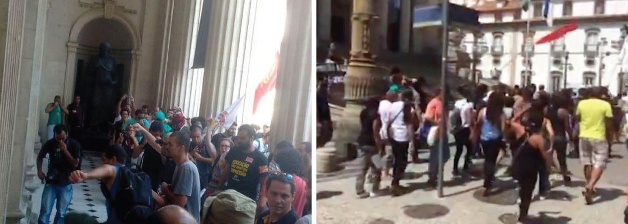 Profissionais da educação do Rio de Janeiro, em greve desde o dia 2, fazem uma vigília em frente à Assembleia Legislativa (Alerj), onde o governador em exercício, Francisco Dornelles, se reúne com deputados para discutir um pacote de medidas fiscais; as portas da Alerj foram fechadas e os seguranças jogaram spray de pimenta nos professores e estudantes que acompanham o protesto; segundo a diretora do Sindicato dos Profissionais da Educação (Sepe) Florinda Lombardi, a categoria é contra o aumento da contribuição previdenciária prevista no projeto do governo, entre outros pontos (Foto: Leonardo Lucena) Profissionais da educação do Rio de Janeiro, em greve desde o dia 2, fazem uma vigília em frente à Assembleia Legislativa (Alerj), onde o governador em exercício, Francisco Dornelles, se reúne com deputados para discutir um pacote de medidas fiscais; as portas da Alerj foram fechadas e os seguranças jogaram spray de pimenta nos professores e estudantes que acompanham o protesto; segundo a diretora do Sindicato dos Profissionais da Educação (Sepe) Florinda Lombardi, a categoria é contra o aumento da contribuição previdenciária prevista no projeto do governo, entre outros pontos
