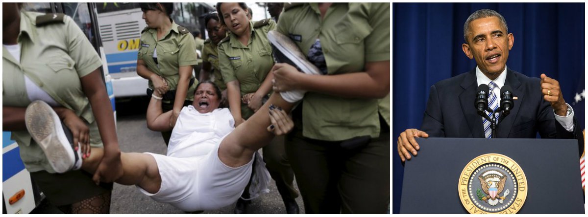 A polícia de Cuba deteve dezenas de militantes do movimento dissidente Damas de Branco após o desfile que tentam realizar todos os domingos em Havana, horas antes do início da visita do presidente dos Estados Unidos, Barack Obama; a polícia recolheu dezenas de militantes e de simpatizantes em frente à igreja em que costumam reunir-se em protesto aos domingos; o movimento Damas de Branco foi criado por mulheres de opositores ao regime cubano (Foto: Leonardo Lucena) A polícia de Cuba deteve dezenas de militantes do movimento dissidente Damas de Branco após o desfile que tentam realizar todos os domingos em Havana, horas antes do início da visita do presidente dos Estados Unidos, Barack Obama; a polícia recolheu dezenas de militantes e de simpatizantes em frente à igreja em que costumam reunir-se em protesto aos domingos; o movimento Damas de Branco foi criado por mulheres de opositores ao regime cubano
