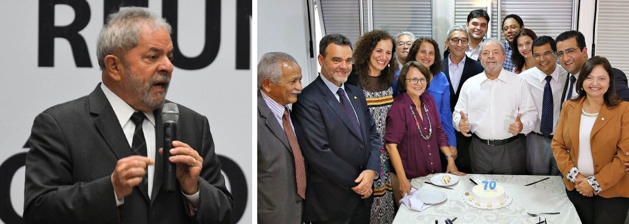 Durante almoço na quinta (28) com a bancada do PCdoB na Câmara, em Brasília, o ex-presidente Lula reconheceu o momento de dificuldade pelo qual passa o PT e aliados no país, mas disse que acredita na rearticulação do governo no Congresso e no crescimento da popularidade da presidente Dilma Rousseff; "Não é um momento fácil. Possivelmente, é o momento o mais difícil da história do PCdoB e do PT, porque não estamos enfrentando um partido de oposição comum. Estamos enfrentando um massacre de uma imprensa conservadora", disse; ainda assim, ele ressaltou que os partidos democráticos e populares continuarão, a partir de 2018, durante mais quatro anos na governança do país (Foto: Valter Lima) Durante almoço na quinta (28) com a bancada do PCdoB na Câmara, em Brasília, o ex-presidente Lula reconheceu o momento de dificuldade pelo qual passa o PT e aliados no país, mas disse que acredita na rearticulação do governo no Congresso e no crescimento da popularidade da presidente Dilma Rousseff; "Não é um momento fácil. Possivelmente, é o momento o mais difícil da história do PCdoB e do PT, porque não estamos enfrentando um partido de oposição comum. Estamos enfrentando um massacre de uma imprensa conservadora", disse; ainda assim, ele ressaltou que os partidos democráticos e populares continuarão, a partir de 2018, durante mais quatro anos na governança do país