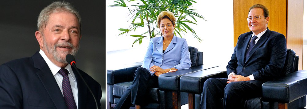 Sob ameaça de desembarque do PMDB do governo, intenção da presidente Dilma Rousseff seria avaliar com o presidente do Senado, Renan Calheiros (PMDB-AL), o apoio da sigla à indicação para a entrada do ex-presidente Lula no governo federal; Renan teria dado boas garantias, segundo a colunista Mônica Bergamo (Foto: Roberta Namour) Sob ameaça de desembarque do PMDB do governo, intenção da presidente Dilma Rousseff seria avaliar com o presidente do Senado, Renan Calheiros (PMDB-AL), o apoio da sigla à indicação para a entrada do ex-presidente Lula no governo federal; Renan teria dado boas garantias, segundo a colunista Mônica Bergamo