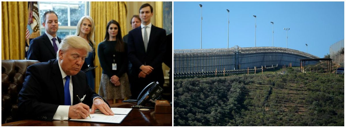 Desta vez, diferente da promessa de campanha de Donald Trump, o porta-voz da Casa Branca disse que o custo pela construção do muro sairá dos cofres americanos; segundo Sean Spicer, Trump negociará com o Congresso a verba para a construção do muro, mas "mais cedo ou mais tarde" o governo do México compensará esses gastos; "Falávamos disso desde o começo", disse o presidente dos EUA (Foto: Gisele Federicce) Desta vez, diferente da promessa de campanha de Donald Trump, o porta-voz da Casa Branca disse que o custo pela construção do muro sairá dos cofres americanos; segundo Sean Spicer, Trump negociará com o Congresso a verba para a construção do muro, mas "mais cedo ou mais tarde" o governo do México compensará esses gastos; "Falávamos disso desde o começo", disse o presidente dos EUA