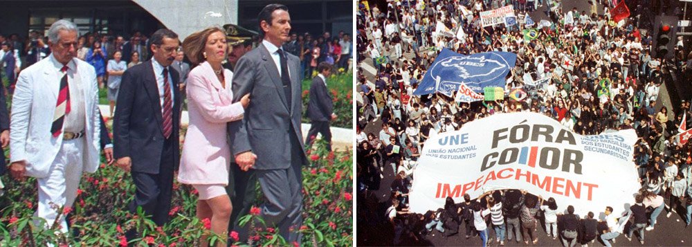 "A tropa do impeachment na Câmara, liderada por Eduardo Cunha, espalhou a lenda de que, se a abertura do processo for aprovada pela Câmara, a presidente Dilma será imediatamente afastada. Tentaram subtrair uma prerrogativa que é do Senado, e Renan Calheiros gritou e foi ao STF, que deve examinar o assunto na quarta-feira. Quem afasta o presidente é o Senado, depois de votar pelo acolhimento ou não da denúncia da Câmara"; quem faz tal relato é a colunista do 247, Tereza Cruvinel; "Isso é fato histórico, eu cobri, está documentado", reforça ela, que disponibiliza um link de uma matéria da TV Globo, sobre o momento em que o senador Dirceu Carneiro, primeiro-secretário do Senado, vai ao Planalto comunicar a Collor seu afastamento (Foto: Tereza Cruvinel) "A tropa do impeachment na Câmara, liderada por Eduardo Cunha, espalhou a lenda de que, se a abertura do processo for aprovada pela Câmara, a presidente Dilma será imediatamente afastada. Tentaram subtrair uma prerrogativa que é do Senado, e Renan Calheiros gritou e foi ao STF, que deve examinar o assunto na quarta-feira. Quem afasta o presidente é o Senado, depois de votar pelo acolhimento ou não da denúncia da Câmara"; quem faz tal relato é a colunista do 247, Tereza Cruvinel; "Isso é fato histórico, eu cobri, está documentado", reforça ela, que disponibiliza um link de uma matéria da TV Globo, sobre o momento em que o senador Dirceu Carneiro, primeiro-secretário do Senado, vai ao Planalto comunicar a Collor seu afastamento