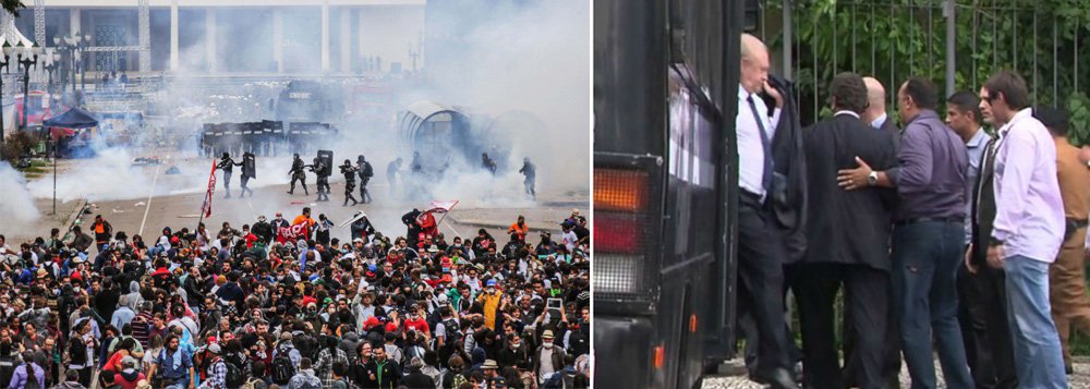 No próximo dia 29 de abril, sexta-feira, completará um ano o massacre de professores no Centro Cívico de Curitiba a mando do governador Beto Richa (PSDB), que deixou mais de 200 feridos e ganhou repercussão nacional; dentre várias programações, educadores prometem “surpresa” para os deputados do camburão; eles não anteciparam que tipo de “homenagem” farão aos “representantes do povo”; para quem não se recorda do vexame, antes do covarde ataque aos profissionais do magistério, os parlamentares se deixaram transportar num camburão da polícia até a Assembleia Legislativa (Foto: Leonardo Lucena) No próximo dia 29 de abril, sexta-feira, completará um ano o massacre de professores no Centro Cívico de Curitiba a mando do governador Beto Richa (PSDB), que deixou mais de 200 feridos e ganhou repercussão nacional; dentre várias programações, educadores prometem “surpresa” para os deputados do camburão; eles não anteciparam que tipo de “homenagem” farão aos “representantes do povo”; para quem não se recorda do vexame, antes do covarde ataque aos profissionais do magistério, os parlamentares se deixaram transportar num camburão da polícia até a Assembleia Legislativa