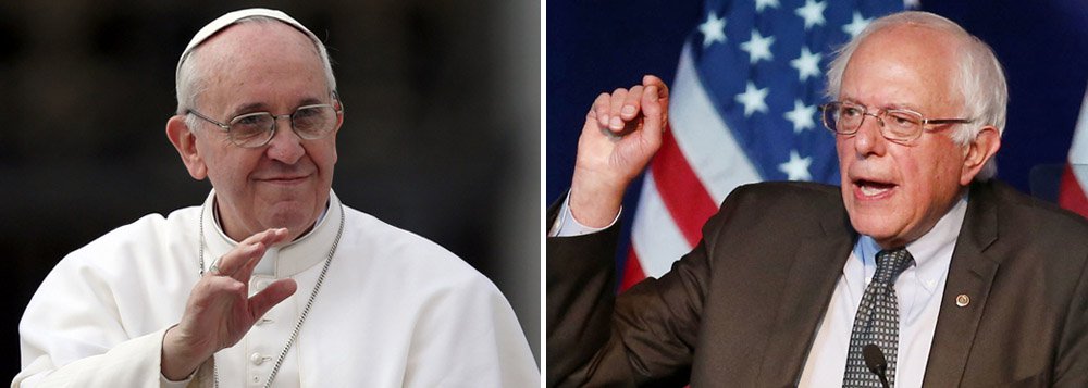 O papa Francisco encontrou-se com o candidato à Presidência dos Estados Unidos Bernie Sanders no Vaticano na manhã deste sábado e os dois discutiram a necessidade de moralidade na economia global antes de o pontífice partir para visitar a ilha grega de Lesbos; se vencer as prévias democratas, Sanders aparece como favorito para superar Donald Trump e assumir a Casa Branca; sua principal bandeira é "no more wars", ou seja, o fim das intervenções militares ao redor do mundo (Foto: Leonardo Attuch) O papa Francisco encontrou-se com o candidato à Presidência dos Estados Unidos Bernie Sanders no Vaticano na manhã deste sábado e os dois discutiram a necessidade de moralidade na economia global antes de o pontífice partir para visitar a ilha grega de Lesbos; se vencer as prévias democratas, Sanders aparece como favorito para superar Donald Trump e assumir a Casa Branca; sua principal bandeira é "no more wars", ou seja, o fim das intervenções militares ao redor do mundo