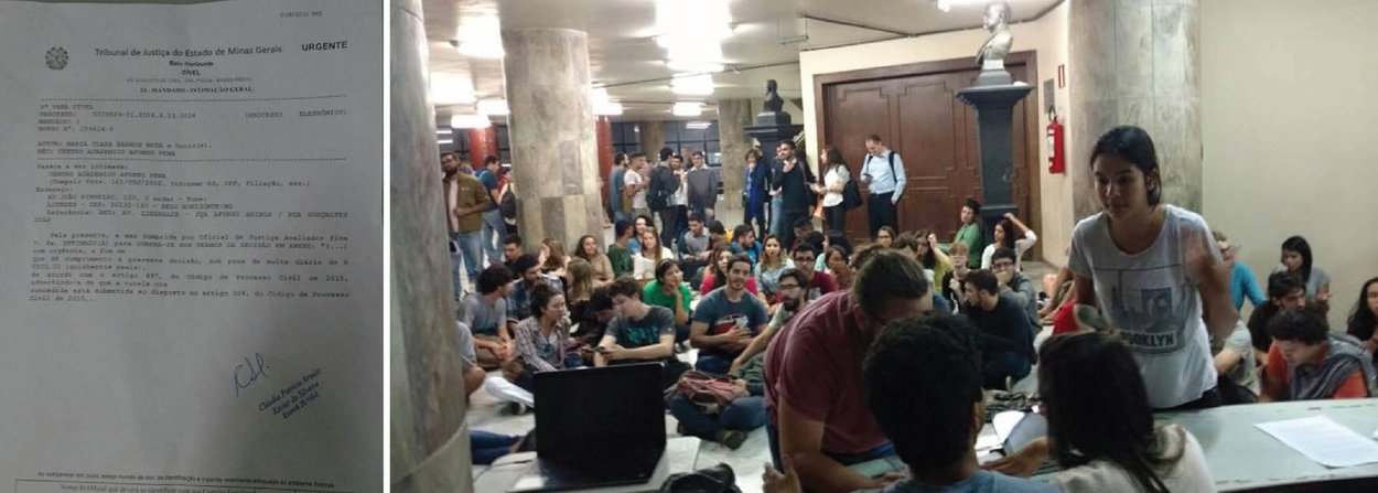 O Tribunal de Justiça de Minas Gerais expediu mandado contra a realização de uma assembleia de estudantes, que ocorreria na quarta-feira, dia 27 de abril, realizada pelo Centro Acadêmico Afonso Pena, da Faculdade de Direito da Universidade Federal de Minas Gerais; a convocatória de Assembleia Geral Extraordinária (AGE) tinha o objetivo de discutir o momento politico vivenciado pelo país; a União Nacional dos Estudantes questionou a decisão
(Foto: Valter Lima) O Tribunal de Justiça de Minas Gerais expediu mandado contra a realização de uma assembleia de estudantes, que ocorreria na quarta-feira, dia 27 de abril, realizada pelo Centro Acadêmico Afonso Pena, da Faculdade de Direito da Universidade Federal de Minas Gerais; a convocatória de Assembleia Geral Extraordinária (AGE) tinha o objetivo de discutir o momento politico vivenciado pelo país; a União Nacional dos Estudantes questionou a decisão