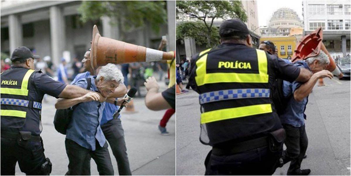 Violência a que foi submetido o jornalista Caco Barcellos, da Rede Globo, durante o protesto de servidores públicos do Rio de Janeiro nessa quarta-feria, 16, causou apreensão na emissora da família Marinho; um repórter da emissora ouvido pelo blog Sala de TV, do Terra, relatou o clima tenso entre as equipes que trabalham diariamente na rua; "Estamos virando troféu de caça. Todos estão com medo"; uma das principais incentivadoras do golpe parlamentar contra Dilma Rousseff, a Globo agora teme a reação do povo (Foto: Aquiles Lins) Violência a que foi submetido o jornalista Caco Barcellos, da Rede Globo, durante o protesto de servidores públicos do Rio de Janeiro nessa quarta-feria, 16, causou apreensão na emissora da família Marinho; um repórter da emissora ouvido pelo blog Sala de TV, do Terra, relatou o clima tenso entre as equipes que trabalham diariamente na rua; "Estamos virando troféu de caça. Todos estão com medo"; uma das principais incentivadoras do golpe parlamentar contra Dilma Rousseff, a Globo agora teme a reação do povo