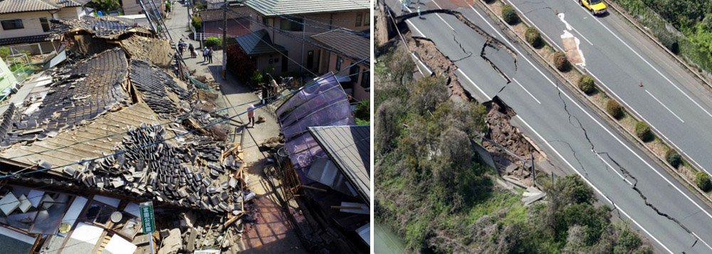 Autoridades japonesas elevaram hoje para 18 o número de mortos na sequência do forte sismo que sacudiu o sudoeste do Japão; tremor de terra, ocorrido às 01:25 de sábado (horário local), foi o mais forte de uma série de mais de 100 que atingiram a ilha de Kyushu, particularmente a cidade de Kumamoto; aproximadamente 69 mil pessoas deixaram as suas casas (Foto: Aquiles Lins) Autoridades japonesas elevaram hoje para 18 o número de mortos na sequência do forte sismo que sacudiu o sudoeste do Japão; tremor de terra, ocorrido às 01:25 de sábado (horário local), foi o mais forte de uma série de mais de 100 que atingiram a ilha de Kyushu, particularmente a cidade de Kumamoto; aproximadamente 69 mil pessoas deixaram as suas casas