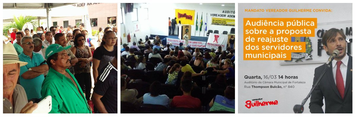 Os servidores pressionam os vereadores por mudanças nos projetos de lei que trata do reajuste salarial e tramita em regime de urgência desde a semana passada. Na tarde de hoje, a partir das 14 horas, o vereador petista Guilherme Sampaio promove audiência pública, no auditório da Câmara Municipal, para discutir a proposta de reajuste salarial dos servidores municipais
(Foto: Fatima 247) Os servidores pressionam os vereadores por mudanças nos projetos de lei que trata do reajuste salarial e tramita em regime de urgência desde a semana passada. Na tarde de hoje, a partir das 14 horas, o vereador petista Guilherme Sampaio promove audiência pública, no auditório da Câmara Municipal, para discutir a proposta de reajuste salarial dos servidores municipais
