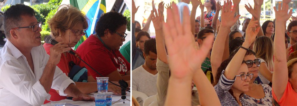 Servidores municipais de Belo Horizonte fizeram mais uma assembleia para discutir questões salariais e outras reivindicações que estão em negociação com a prefeitura. Ficou definido que haverá mobilizações de acordo com as reivindicações de cada categoria, de acordo com o Sindicato dos Servidores Públicos Municipais de Belo Horizonte (Sindibel); entre as reivindicações estão aumento salarial, reajuste de R$ 10 no vale-alimentação e revisão dos valores que eles pagam pelos planos de saúde (Foto: Leonardo Lucena) Servidores municipais de Belo Horizonte fizeram mais uma assembleia para discutir questões salariais e outras reivindicações que estão em negociação com a prefeitura. Ficou definido que haverá mobilizações de acordo com as reivindicações de cada categoria, de acordo com o Sindicato dos Servidores Públicos Municipais de Belo Horizonte (Sindibel); entre as reivindicações estão aumento salarial, reajuste de R$ 10 no vale-alimentação e revisão dos valores que eles pagam pelos planos de saúde