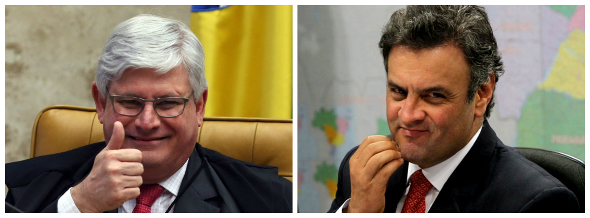 Rodrigo Janot e Aécio Neves (Foto: Paulo Emílio) Rodrigo Janot e Aécio Neves