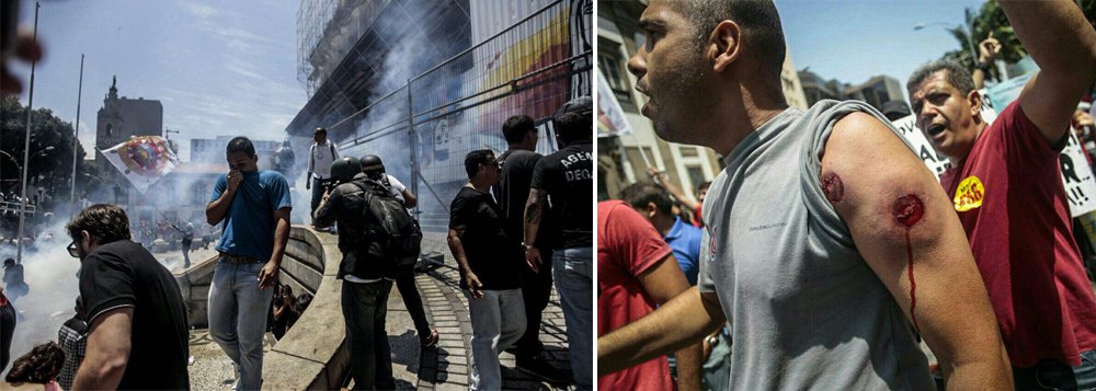 Dois PMs do Batalhão de Choque deixaram o cerco à Assembleia Legislativa do Rio durante protesto de servidores contra o pacote de austeridade do governo estadual; os dois soldados então se juntaram aos policiais que participavam da manifestação; em vídeo divulgado nas redes sociais, os militares são ovacionados por ativistas: "Parabéns, guerreiro", diz um; "Boa, Choque", diz outro; assista (Foto: José Barbacena) Dois PMs do Batalhão de Choque deixaram o cerco à Assembleia Legislativa do Rio durante protesto de servidores contra o pacote de austeridade do governo estadual; os dois soldados então se juntaram aos policiais que participavam da manifestação; em vídeo divulgado nas redes sociais, os militares são ovacionados por ativistas: "Parabéns, guerreiro", diz um; "Boa, Choque", diz outro; assista