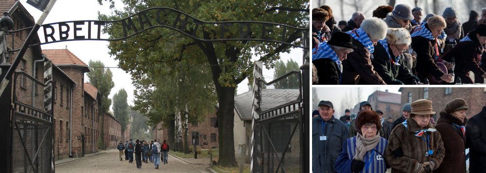 Nesta sexta-feira (27), Dia Internacional da Lembrança ao Holocausto, é lembrado o 72º aniversário da libertação do campo de concentração; reportagem especial da Deutsche Welle traz relatos de sobreviventes ao campo de extermínio de Auschwitz-Birkenau, onde mais de 1 milhão de pessoas foram assassinadas, durante o regime nazista; "O dr. Mengele ficava na nossa frente e aí fazia um gesto de mão, apontando com o polegar para um lado ou para o outro. Para a esquerda, a pessoa ainda tinha um prazo antes da execução; para a direita, queria dizer: 'Você vai para a câmara de gás'", lembra a sobrevivente Esther Bejarano, 90; Sobreviventes do Holocausto prestam homenagem no campo de concentração nesta 6ª (Foto: Aquiles Lins) Nesta sexta-feira (27), Dia Internacional da Lembrança ao Holocausto, é lembrado o 72º aniversário da libertação do campo de concentração; reportagem especial da Deutsche Welle traz relatos de sobreviventes ao campo de extermínio de Auschwitz-Birkenau, onde mais de 1 milhão de pessoas foram assassinadas, durante o regime nazista; "O dr. Mengele ficava na nossa frente e aí fazia um gesto de mão, apontando com o polegar para um lado ou para o outro. Para a esquerda, a pessoa ainda tinha um prazo antes da execução; para a direita, queria dizer: 'Você vai para a câmara de gás'", lembra a sobrevivente Esther Bejarano, 90; Sobreviventes do Holocausto prestam homenagem no campo de concentração nesta 6ª