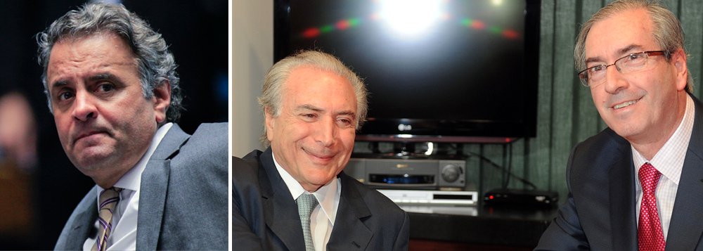 "Um falso esperto é facilmente desbancado por um esperto de verdade. Foi onde Aécio se deu mal ao aproximar seu rancor de derrotado de Eduardo Cunha e Michel Temer. Ao associar sua birrenta e irresponsável estratégia de terceiro turno com os próceres do PMDB, que lhe pareceram no momento o melhor caminho, o ex-governador de Minas, como péssimo mineiro, entregou a faca e o queijo", diz o jornalista João Paulo Cunha, no Brasil de Fato; "Depois de tanta histeria e ranger de dentes, Aécio ficou com a broxa na mão" (Foto: Leonardo Attuch) "Um falso esperto é facilmente desbancado por um esperto de verdade. Foi onde Aécio se deu mal ao aproximar seu rancor de derrotado de Eduardo Cunha e Michel Temer. Ao associar sua birrenta e irresponsável estratégia de terceiro turno com os próceres do PMDB, que lhe pareceram no momento o melhor caminho, o ex-governador de Minas, como péssimo mineiro, entregou a faca e o queijo", diz o jornalista João Paulo Cunha, no Brasil de Fato; "Depois de tanta histeria e ranger de dentes, Aécio ficou com a broxa na mão"