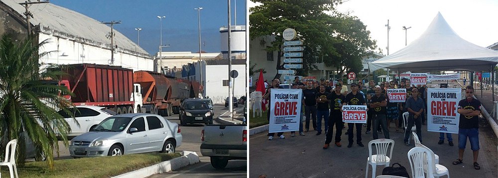 Por conta das negociações com o governo de Alagoas estarem paradas, agentes e escrivães da Polícia Civil decidiram bloquear a entrada do Porto de Maceió; eles reivindicam melhorias salariais, revisão do Plano de Cargos e Carreiras, além de vale-alimentação; categoria só deve deixar o Porto quando o governo apresentar uma proposta (Foto: Voney Malta) Por conta das negociações com o governo de Alagoas estarem paradas, agentes e escrivães da Polícia Civil decidiram bloquear a entrada do Porto de Maceió; eles reivindicam melhorias salariais, revisão do Plano de Cargos e Carreiras, além de vale-alimentação; categoria só deve deixar o Porto quando o governo apresentar uma proposta