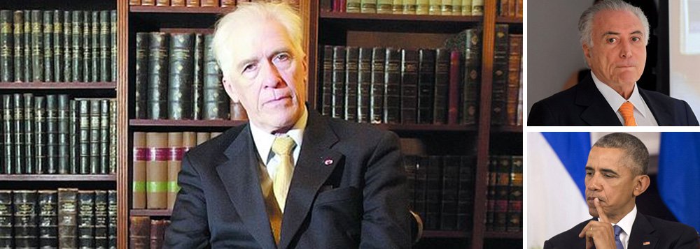 Politólogo brasileiro radicado na Alemanha Moniz Bandeira, que está lançando o livro A Desordem Mundial, afirma que a derrubada da residente Dila Rousseff e a ascensão de Michel Temer ao poder é fruto de uma "mexida no xadrez internacional" pelo governo de Barack Obama; "Estados Unidos já perderam a guerra na Síria e na Ucrânia. Por isso, se metem agora a derrubar os governos progressistas do Brasil, Argentina e Venezuela", diz Bandeira; segundo ele, "o golpe começou com as manifestações de 2013, promovidas pelas ONGs financiadas pelas Fundações George Soros, NED, USAID"; confira entrevista de Moniz Bandeira ao jornalista FC Leite Filho (Foto: Aquiles Lins) Politólogo brasileiro radicado na Alemanha Moniz Bandeira, que está lançando o livro A Desordem Mundial, afirma que a derrubada da residente Dila Rousseff e a ascensão de Michel Temer ao poder é fruto de uma "mexida no xadrez internacional" pelo governo de Barack Obama; "Estados Unidos já perderam a guerra na Síria e na Ucrânia. Por isso, se metem agora a derrubar os governos progressistas do Brasil, Argentina e Venezuela", diz Bandeira; segundo ele, "o golpe começou com as manifestações de 2013, promovidas pelas ONGs financiadas pelas Fundações George Soros, NED, USAID"; confira entrevista de Moniz Bandeira ao jornalista FC Leite Filho