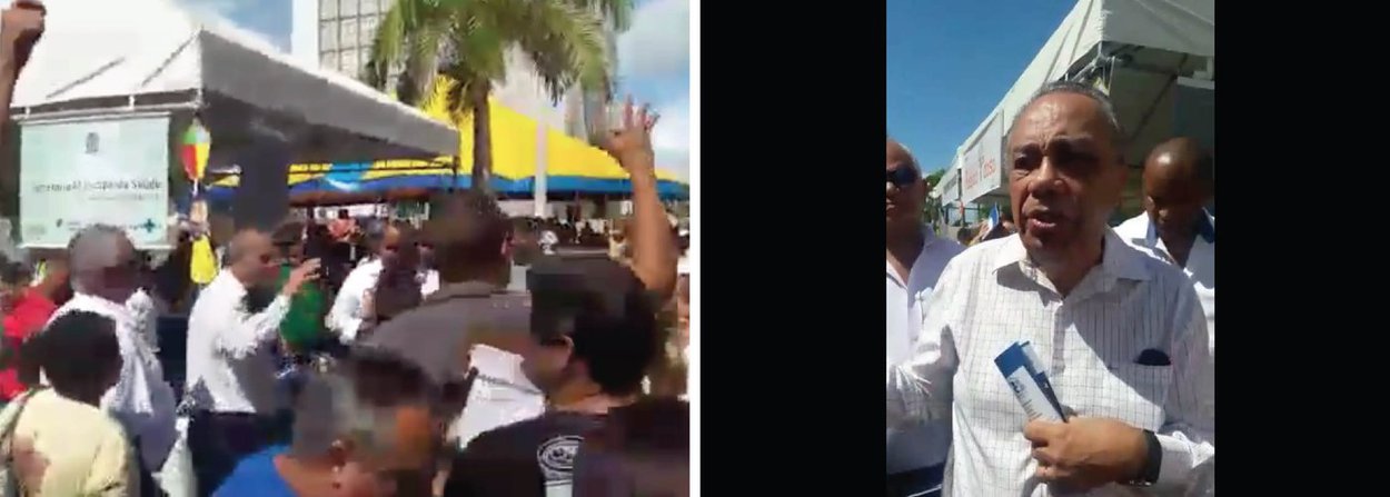 O prefeito João Alves Filho (DEM) foi vaiado nesta quarta (15) por servidores da Saúde de Aracaju, que estão recebendo os salários com atrasos; ele estava acompanhado da primeira-dama, Maria do Carmo; os funcionários protestaram com gritos de ordem como "Trabalhador parado, João é o culpado" e "Trabalhador na rua, João a culpa é sua"; no momento em que parou para conversar com os servidores, o prefeito disse que não sabia que todos os servidores da administração já receberam, menos os que atuam no setor de Saúde; "Vou verificar isso", disse (Foto: Valter Lima) O prefeito João Alves Filho (DEM) foi vaiado nesta quarta (15) por servidores da Saúde de Aracaju, que estão recebendo os salários com atrasos; ele estava acompanhado da primeira-dama, Maria do Carmo; os funcionários protestaram com gritos de ordem como "Trabalhador parado, João é o culpado" e "Trabalhador na rua, João a culpa é sua"; no momento em que parou para conversar com os servidores, o prefeito disse que não sabia que todos os servidores da administração já receberam, menos os que atuam no setor de Saúde; "Vou verificar isso", disse