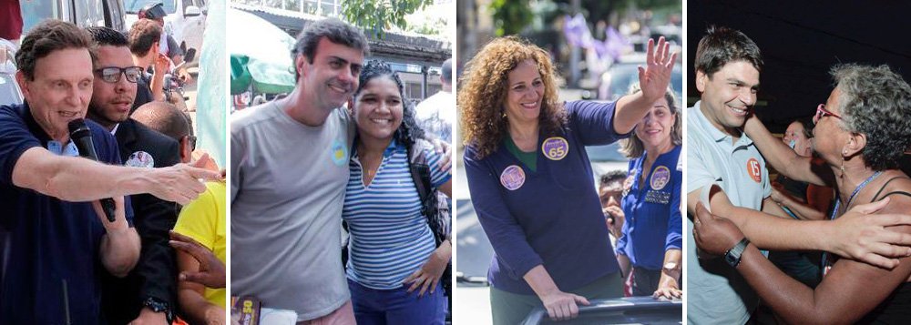 Segundo o Datafolha, cinco candidatos estão tecnicamente empatados em segundo lugar: Marcelo Freixo, Jandira Feghali, Pedro Paulo, Flávio Bolsonaro e Indio da Costa; no levantamento anterior, realizado pelo instituto, no dia 8 de setembro, Crivella tinha 29%, seguido por Freixo (11%), Jandira (8%), Pedro Paulo (8%), Bolsonaro (6%), Indio da Costa (6%) e Osorio (4%) (Foto: Valter Lima) Segundo o Datafolha, cinco candidatos estão tecnicamente empatados em segundo lugar: Marcelo Freixo, Jandira Feghali, Pedro Paulo, Flávio Bolsonaro e Indio da Costa; no levantamento anterior, realizado pelo instituto, no dia 8 de setembro, Crivella tinha 29%, seguido por Freixo (11%), Jandira (8%), Pedro Paulo (8%), Bolsonaro (6%), Indio da Costa (6%) e Osorio (4%)
