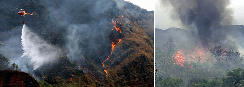 O Corpo de Bombeiros registrou 142 incêndios no sábado (17) e 69 no domingo (18) ocorrências de incêndio em vegetação em Belo Horizonte e cidades da região metropolitana; o governo Fernando Pimentel (PT) decretou situação de emergência no estado por 90 dias em decorrência da "prolongada estiagem" em algumas regiões do estado (Foto: Leonardo Lucena) O Corpo de Bombeiros registrou 142 incêndios no sábado (17) e 69 no domingo (18) ocorrências de incêndio em vegetação em Belo Horizonte e cidades da região metropolitana; o governo Fernando Pimentel (PT) decretou situação de emergência no estado por 90 dias em decorrência da "prolongada estiagem" em algumas regiões do estado