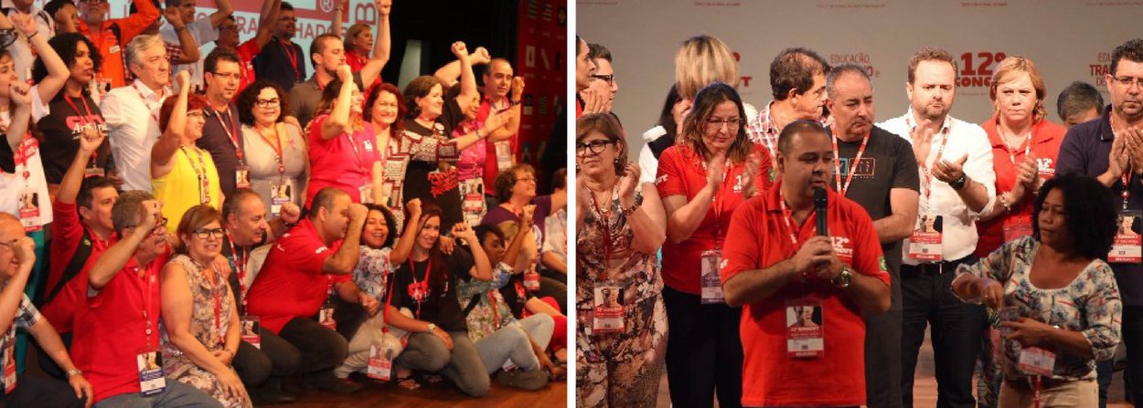 A única chapa inscrita para a direção da CUT foi eleita por unanimidade nesta sexta-feira, 16, último dia do 12º Congresso Nacional da Central, realizado em São Paulo; a nova Direção da Executiva Nacional da entidade, que comandará a maior central do país nos próximos quatro anos tem Vagner Freitas, reeleito, na presidência, Carmen Foro, na vice, e Sérgio Nobre, na secretaria geral (Foto: Valter Lima) A única chapa inscrita para a direção da CUT foi eleita por unanimidade nesta sexta-feira, 16, último dia do 12º Congresso Nacional da Central, realizado em São Paulo; a nova Direção da Executiva Nacional da entidade, que comandará a maior central do país nos próximos quatro anos tem Vagner Freitas, reeleito, na presidência, Carmen Foro, na vice, e Sérgio Nobre, na secretaria geral