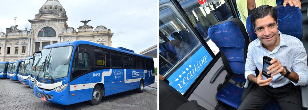 A partir desta sexta-feira (15), a população de Salvador terá como opção um novo sistema especial de transporte, o Connect Bus, serviço de ônibus executivo que foi apresentado pelo prefeito ACM Neto nesta quinta; "A cidade vinha se ressentindo de linhas que integrassem os eixos centrais, que possuem forte característica econômica ou turística. Sendo assim, estamos oferecendo um serviço diferenciado, e a definição das linhas foi feita de forma a atender regiões que fossem populosas e com forte apelo econômico", disse ACM Neto; os ônibus são equipados com ar-condicionado e wi-fi, e têm poltronas acolchoadas (Foto: Romulo Faro) A partir desta sexta-feira (15), a população de Salvador terá como opção um novo sistema especial de transporte, o Connect Bus, serviço de ônibus executivo que foi apresentado pelo prefeito ACM Neto nesta quinta; "A cidade vinha se ressentindo de linhas que integrassem os eixos centrais, que possuem forte característica econômica ou turística. Sendo assim, estamos oferecendo um serviço diferenciado, e a definição das linhas foi feita de forma a atender regiões que fossem populosas e com forte apelo econômico", disse ACM Neto; os ônibus são equipados com ar-condicionado e wi-fi, e têm poltronas acolchoadas