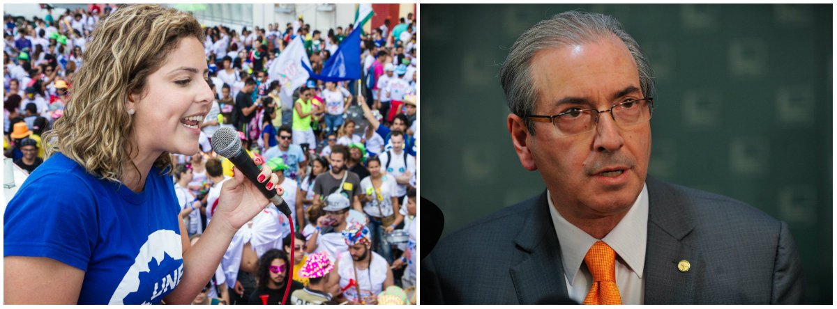 Presidente da União Nacional dos Estudantes (UNE), Carina Vitral, protocolou esta semana uma ação popular com pedido de liminar na Justiça Federal para que o presidente da Câmara, Eduardo Cunha (PMBD-RJ), seja afastado imediatamente de suas funções e a revogação de suas ações na presidência da Casa relativas ao recebimento do pedido de impeachment da presidente Dilma (Foto: Gisele Federicce) Presidente da União Nacional dos Estudantes (UNE), Carina Vitral, protocolou esta semana uma ação popular com pedido de liminar na Justiça Federal para que o presidente da Câmara, Eduardo Cunha (PMBD-RJ), seja afastado imediatamente de suas funções e a revogação de suas ações na presidência da Casa relativas ao recebimento do pedido de impeachment da presidente Dilma