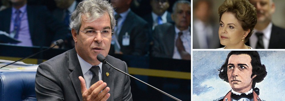 Senadores do PT acusaram o vice-presidente Michel Temer de conspirar pelo impeachment; vice-presidente do Senado, Jorge Viana (PT-AC), comparou a situação da presidente Dilma com a de Tiradentes, na época do Brasil Império; "Ontem (segunda-feira) mesmo, no mesmo dia, na Rede Globo, começou 'Liberdade, Liberdade', que trata do episódio de Tiradentes, Joaquim José da Silva Xavier. Foi um lutador pela liberdade enforcado, sem julgamento, sem recurso, e nós tivemos ontem também um resultado de que eu não tenho dúvida que ocupará algumas páginas tristes da história política recente do nosso país", disse (Foto: Paulo Emílio) Senadores do PT acusaram o vice-presidente Michel Temer de conspirar pelo impeachment; vice-presidente do Senado, Jorge Viana (PT-AC), comparou a situação da presidente Dilma com a de Tiradentes, na época do Brasil Império; "Ontem (segunda-feira) mesmo, no mesmo dia, na Rede Globo, começou 'Liberdade, Liberdade', que trata do episódio de Tiradentes, Joaquim José da Silva Xavier. Foi um lutador pela liberdade enforcado, sem julgamento, sem recurso, e nós tivemos ontem também um resultado de que eu não tenho dúvida que ocupará algumas páginas tristes da história política recente do nosso país", disse