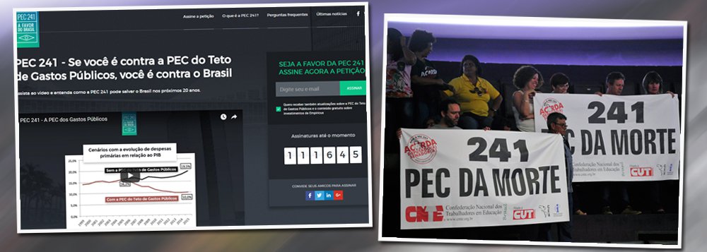 "Não concordo com o engessamento do orçamento com o qual colaboro com alguma coisa, embora insignificante, durante os próximos vinte anos, o que jamais ocorreu anteriormente no Brasil. Limitar gastos significa diminuir investimentos, o que vai inviabilizar dezenas de projetos. Não só nas áreas de saúde e de educação, mas de infraestrutura. Sem novos portos e estradas, adeus prosperidade. Adeus saída da recessão", diz o colunista do 247 Alex Solnik, sobre a PEC 241; "Na minha visão, está contra o Brasil quem é a favor da PEC. Essa é a petição que eu assino" (Foto: Alex Solnik) "Não concordo com o engessamento do orçamento com o qual colaboro com alguma coisa, embora insignificante, durante os próximos vinte anos, o que jamais ocorreu anteriormente no Brasil. Limitar gastos significa diminuir investimentos, o que vai inviabilizar dezenas de projetos. Não só nas áreas de saúde e de educação, mas de infraestrutura. Sem novos portos e estradas, adeus prosperidade. Adeus saída da recessão", diz o colunista do 247 Alex Solnik, sobre a PEC 241; "Na minha visão, está contra o Brasil quem é a favor da PEC. Essa é a petição que eu assino"