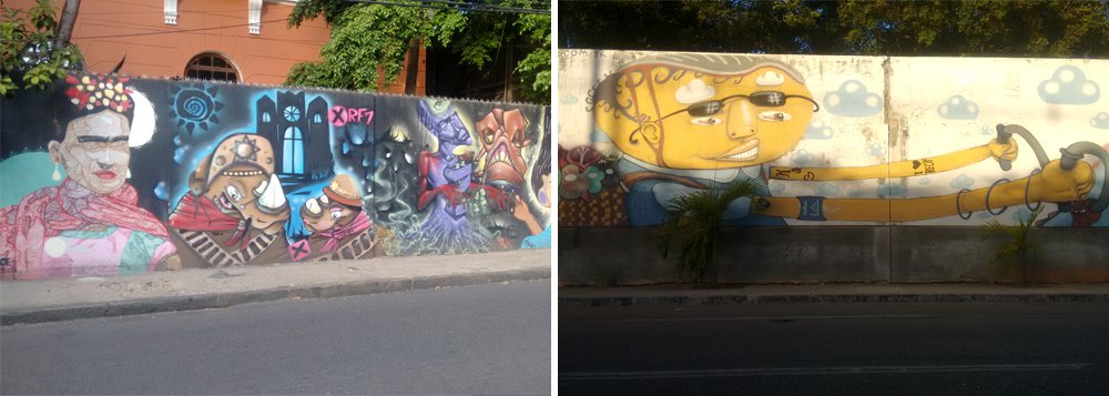 Na contramão da prefeitura de São Paulo, que tem travado uma guerra contra a arte de rua, a prefeitura do Recife terá o grafite como base da decoração da cidade para o Carnaval; valorizar as intervenções urbanas – com suas cores, traços e formas peculiares – foi ideia de Cristina Melo, esposa do prefeito, Geraldo Júlio (PSB); projeto terá um gasto de R$ 1,5 milhão, o mesmo valor referente ao Carnaval de 2016; tapumes que estiverem espalhados pelos bairros também poderão ser pintados (Foto: Paulo Emílio) Na contramão da prefeitura de São Paulo, que tem travado uma guerra contra a arte de rua, a prefeitura do Recife terá o grafite como base da decoração da cidade para o Carnaval; valorizar as intervenções urbanas – com suas cores, traços e formas peculiares – foi ideia de Cristina Melo, esposa do prefeito, Geraldo Júlio (PSB); projeto terá um gasto de R$ 1,5 milhão, o mesmo valor referente ao Carnaval de 2016; tapumes que estiverem espalhados pelos bairros também poderão ser pintados