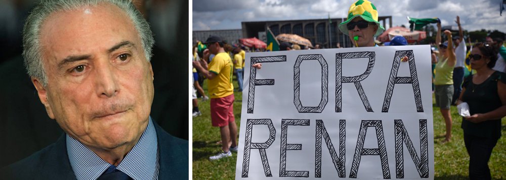 "Desta vez, o Planalto escapou e o Congresso virou bola da vez, na figura do presidente do Senado, Renan Calheiros, e mais secundariamente do deputado Rodrigo Maia. Mas o governo Michel Temer continua na zona de risco e sabe disso", escreve a jornalista sobre as manifestações pró-Lava Jato deste domingo; ela afirma que, "na atual conjuntura, Executivo e Legislativo vivem num abraço inseparável de irmãos siameses" (Foto: Gisele Federicce) "Desta vez, o Planalto escapou e o Congresso virou bola da vez, na figura do presidente do Senado, Renan Calheiros, e mais secundariamente do deputado Rodrigo Maia. Mas o governo Michel Temer continua na zona de risco e sabe disso", escreve a jornalista sobre as manifestações pró-Lava Jato deste domingo; ela afirma que, "na atual conjuntura, Executivo e Legislativo vivem num abraço inseparável de irmãos siameses"