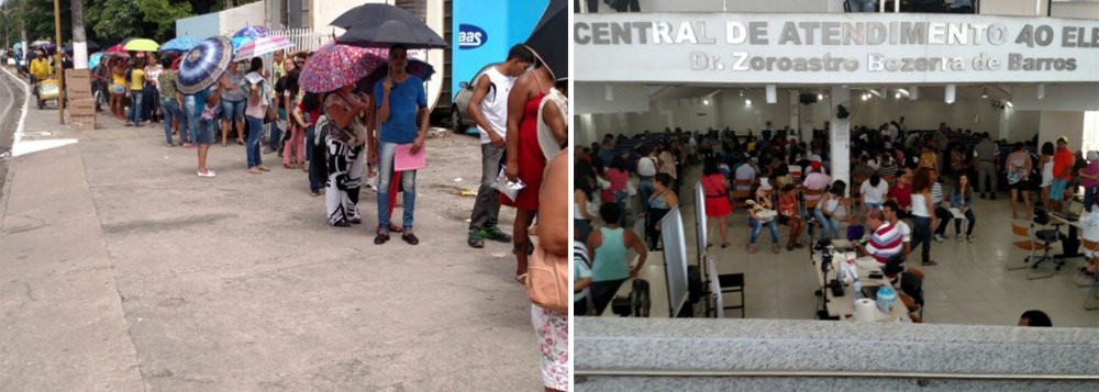 Com a proximidade do fim do prazo para resolver pendências junto ao Tribunal Regional Eleitoral (TRE), os eleitores alagoanos vêm lotando as dependências do Fórum Eleitoral, em Maceió; diariamente cerca de 800 pessoas são atendidas em busca de resolver seus problemas (Foto: Voney Malta) Com a proximidade do fim do prazo para resolver pendências junto ao Tribunal Regional Eleitoral (TRE), os eleitores alagoanos vêm lotando as dependências do Fórum Eleitoral, em Maceió; diariamente cerca de 800 pessoas são atendidas em busca de resolver seus problemas