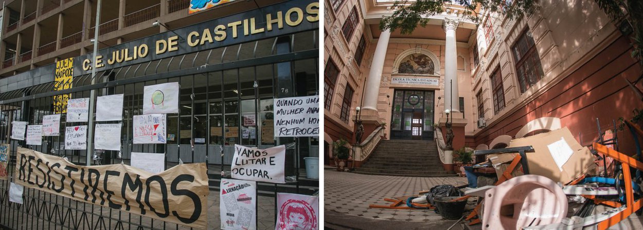 Pelo acordo firmado entre a Secretaria de Educação (Seduc) e parte dos estudantes que representam as escolas ocupadas por secundaristas no Estado, as aulas deveriam voltar ao normal; no entanto, em visita a diversas escolas da região central de Porto Alegre, é possível constatar que muitas delas permanecem ocupadas e que a greve de professores, convocada pelo Cpers, ainda paralisa aulas em outras (Foto: Leonardo Lucena) Pelo acordo firmado entre a Secretaria de Educação (Seduc) e parte dos estudantes que representam as escolas ocupadas por secundaristas no Estado, as aulas deveriam voltar ao normal; no entanto, em visita a diversas escolas da região central de Porto Alegre, é possível constatar que muitas delas permanecem ocupadas e que a greve de professores, convocada pelo Cpers, ainda paralisa aulas em outras