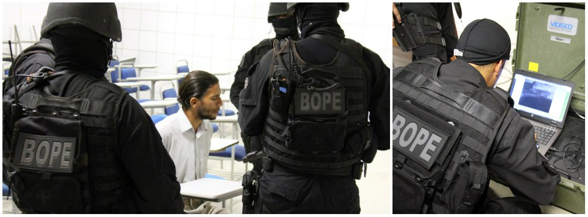 O homem que ameaçou explodir uma bomba no Centro Universitário Jorge Amado (Unijorge), em Salvador, onde seria realizada a prova da OAB, se entregou à polícia, de acordo com a Secretaria de Segurança Pública da Bahia; a prova foi cancelada; segundo a pasta, não foram encontrados artefatos explosivos ou armas de fogo com o rapaz, identificado como Frank Oliveira da Costa; segundo a polícia, informações preliminares dão conta de que o caso se trata de um fato isolado, sem conexões com terrorismo; grupo antibomba do Bope foi acionado para comparecer ao local (Foto: Leonardo Lucena) O homem que ameaçou explodir uma bomba no Centro Universitário Jorge Amado (Unijorge), em Salvador, onde seria realizada a prova da OAB, se entregou à polícia, de acordo com a Secretaria de Segurança Pública da Bahia; a prova foi cancelada; segundo a pasta, não foram encontrados artefatos explosivos ou armas de fogo com o rapaz, identificado como Frank Oliveira da Costa; segundo a polícia, informações preliminares dão conta de que o caso se trata de um fato isolado, sem conexões com terrorismo; grupo antibomba do Bope foi acionado para comparecer ao local