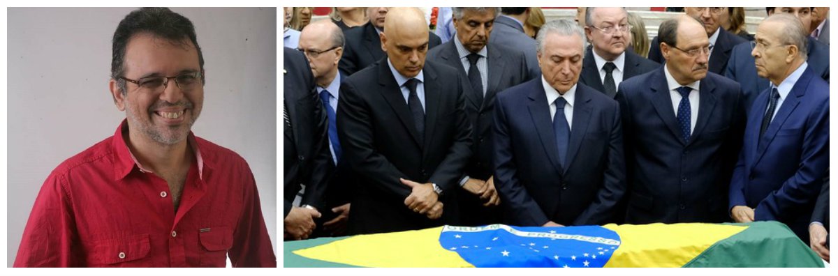 O jornalista Paulinho Oliveira enviou uma crônica para o Ceará 247, sobre como poderiam ter sido sido os diálogos furtivos, no velório de Teori Zavascki. "Claro que todo o diálogo e os pensamentos são ficcionais. Mas qualquer semelhança com a coincidência é pura realidade", ironiza o jornalista (Foto: Fatima 247) O jornalista Paulinho Oliveira enviou uma crônica para o Ceará 247, sobre como poderiam ter sido sido os diálogos furtivos, no velório de Teori Zavascki. "Claro que todo o diálogo e os pensamentos são ficcionais. Mas qualquer semelhança com a coincidência é pura realidade", ironiza o jornalista