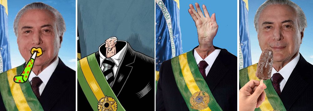 Michel Temer virou alvo de piadas desde que o Palácio do Planalto divulgou sua foto oficial como presidente da República; versão chegou ao público com vários defeitos perceptíveis e os internautas logo chamaram a atenção para o mau uso do programa "Photoshop"; registro foi feito pelo fotógrafo Orlando Brito no Palácio Jaburu, onde Temer ainda mora; apesar do caráter formal que a assessoria dele tentou passar, as redes sociais não perdoaram e fizeram diversas montagens curiosas com a imagem; confira a seleção feita pelo blog Segunda Tela (Foto: Aquiles Lins) Michel Temer virou alvo de piadas desde que o Palácio do Planalto divulgou sua foto oficial como presidente da República; versão chegou ao público com vários defeitos perceptíveis e os internautas logo chamaram a atenção para o mau uso do programa "Photoshop"; registro foi feito pelo fotógrafo Orlando Brito no Palácio Jaburu, onde Temer ainda mora; apesar do caráter formal que a assessoria dele tentou passar, as redes sociais não perdoaram e fizeram diversas montagens curiosas com a imagem; confira a seleção feita pelo blog Segunda Tela