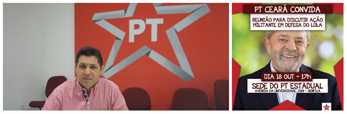 A Comissão Executiva do PT Ceará esteve reunida ontem para debater a conjuntura e traçar ações para enfrentar o golpe e a suposta ameaça de prisão do ex-presidente Lula. Segundo o presidente do PT, Fco. de Assis Diniz, "passado o período eleitoral, a pauta do PT é defender seu legado, o brilho da estrela e a maior liderança que esta País já conheceu, o presidente Lula". Hoje, o PT Ceará está convocando as secretarias setoriais do partido para uma reunião extraordinária, a partir das 17 horas, na sua sede, com o objetivo de discutir a preparação de materiais de divulgação e ações de rua (Foto: Fatima 247) A Comissão Executiva do PT Ceará esteve reunida ontem para debater a conjuntura e traçar ações para enfrentar o golpe e a suposta ameaça de prisão do ex-presidente Lula. Segundo o presidente do PT, Fco. de Assis Diniz, "passado o período eleitoral, a pauta do PT é defender seu legado, o brilho da estrela e a maior liderança que esta País já conheceu, o presidente Lula". Hoje, o PT Ceará está convocando as secretarias setoriais do partido para uma reunião extraordinária, a partir das 17 horas, na sua sede, com o objetivo de discutir a preparação de materiais de divulgação e ações de rua