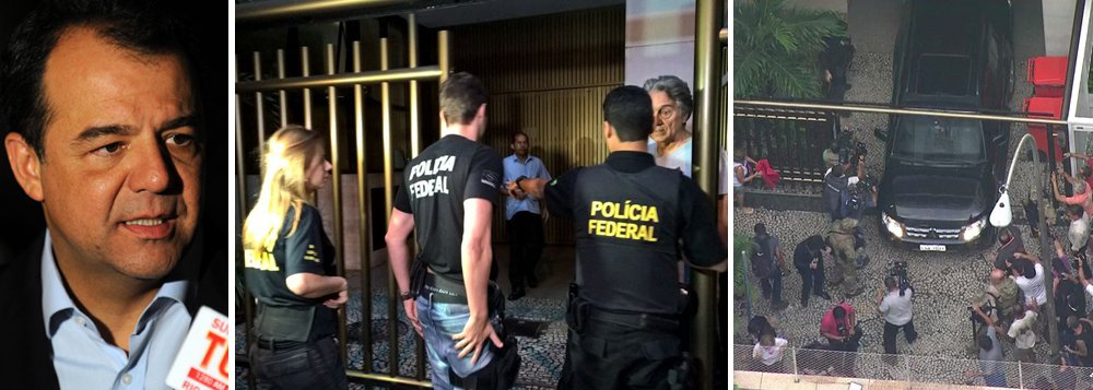 Agentes da Polícia Federal e da força-tarefa do Ministério Público Federal do Rio realizaram uma operação na manhã desta quinta-feira (17) para prender o ex-governador do Rio Sergio Cabral (PMDB), acusado de liderar um grupo que desviou cerca de R$ 224 milhões em contratos com diversas empreiteiras; ex-executivos da Andrade Gutierrez afirmaram, em delação premiada, que Cabral cobrou pagamento de 5% do valor total do contrato para permitir que a construtora se associasse à Odebrecht e à Delta, no consórcio que disputaria a reforma do Maracanã, em 2009; a ex-primeira-dama Adriana Ancelmo também é um dos alvos da operação, mas ela será levada para depor na sede da PF local em condução coercitiva (Foto: Giuliana Miranda) Agentes da Polícia Federal e da força-tarefa do Ministério Público Federal do Rio realizaram uma operação na manhã desta quinta-feira (17) para prender o ex-governador do Rio Sergio Cabral (PMDB), acusado de liderar um grupo que desviou cerca de R$ 224 milhões em contratos com diversas empreiteiras; ex-executivos da Andrade Gutierrez afirmaram, em delação premiada, que Cabral cobrou pagamento de 5% do valor total do contrato para permitir que a construtora se associasse à Odebrecht e à Delta, no consórcio que disputaria a reforma do Maracanã, em 2009; a ex-primeira-dama Adriana Ancelmo também é um dos alvos da operação, mas ela será levada para depor na sede da PF local em condução coercitiva