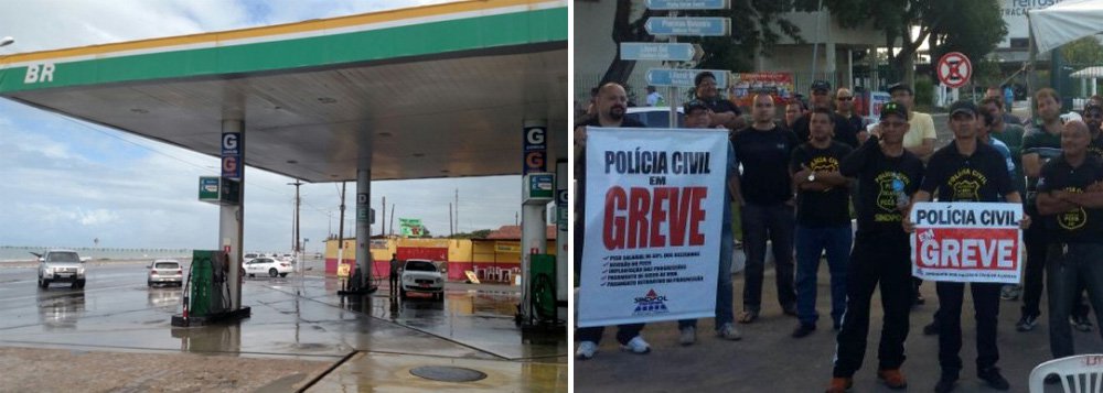 Desde que a entrada do Porto de Maceió foi fechada pelos policiais civis de Alagoas em greve, os postos de combustíveis em Maceió deixaram de ser abastecidos; por isso, em alguns deles, produtos comercializados já começam a faltar; negociações para retirada dos grevistas da entrada do Porto continuam, apesar de a Justiça ter determinado reintegração de posse do local (Foto: Voney Malta) Desde que a entrada do Porto de Maceió foi fechada pelos policiais civis de Alagoas em greve, os postos de combustíveis em Maceió deixaram de ser abastecidos; por isso, em alguns deles, produtos comercializados já começam a faltar; negociações para retirada dos grevistas da entrada do Porto continuam, apesar de a Justiça ter determinado reintegração de posse do local