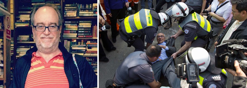Para o jornalista Paulo Nogueira, editor do DCM, "não há nada mais simbólico" do que a prisão do ex-senador Eduardo Suplicy (PT) nesta segunda-feira, 25, pela PM de Geraldo Alckmin (PSDB) por protestar contra reintegração de posse; "Um país que prende Suplicy e deixa solto Eduardo Cunha é um país doente", afirmou; "Suplicy vai preso porque defende os oprimidos. Cunha está solto porque defende os plutocratas. Somos uma sociedade que pune quem se coloca ao lado dos excluídos e protege os fâmulos da plutocracia. Por isso somos um dos países mais brutalmente desiguais do mundo", acrescentou (Foto: Aquiles Lins) Para o jornalista Paulo Nogueira, editor do DCM, "não há nada mais simbólico" do que a prisão do ex-senador Eduardo Suplicy (PT) nesta segunda-feira, 25, pela PM de Geraldo Alckmin (PSDB) por protestar contra reintegração de posse; "Um país que prende Suplicy e deixa solto Eduardo Cunha é um país doente", afirmou; "Suplicy vai preso porque defende os oprimidos. Cunha está solto porque defende os plutocratas. Somos uma sociedade que pune quem se coloca ao lado dos excluídos e protege os fâmulos da plutocracia. Por isso somos um dos países mais brutalmente desiguais do mundo", acrescentou