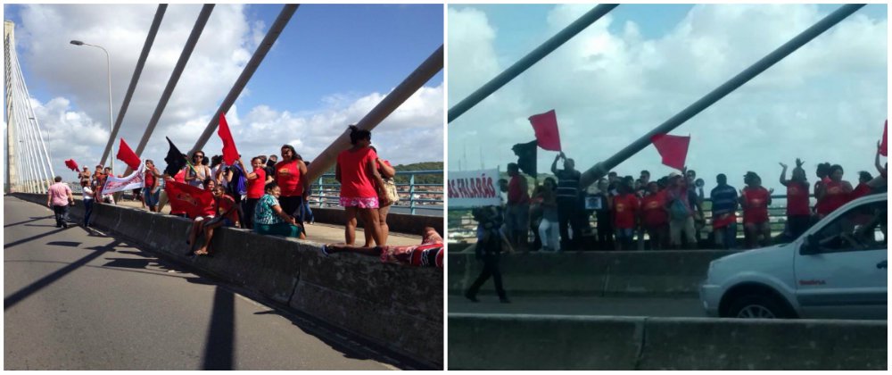 A Frente Brasil Popular, formada por diversas organizações e movimentos sociais, realiza uma série de protestos contra o golpe, nesta sexta-feira (15), em Sergipe, assim como ocorre no restante do país; na ponte Aracaju/Barra dos Coqueiros, o protesto ocorre de forma pacífica, sem interdição da via; o Movimento dos Trabalhadores Rurais Sem Terra (MST), por sua vez, bloqueia várias estradas em Sergipe (Foto: Valter Lima) A Frente Brasil Popular, formada por diversas organizações e movimentos sociais, realiza uma série de protestos contra o golpe, nesta sexta-feira (15), em Sergipe, assim como ocorre no restante do país; na ponte Aracaju/Barra dos Coqueiros, o protesto ocorre de forma pacífica, sem interdição da via; o Movimento dos Trabalhadores Rurais Sem Terra (MST), por sua vez, bloqueia várias estradas em Sergipe